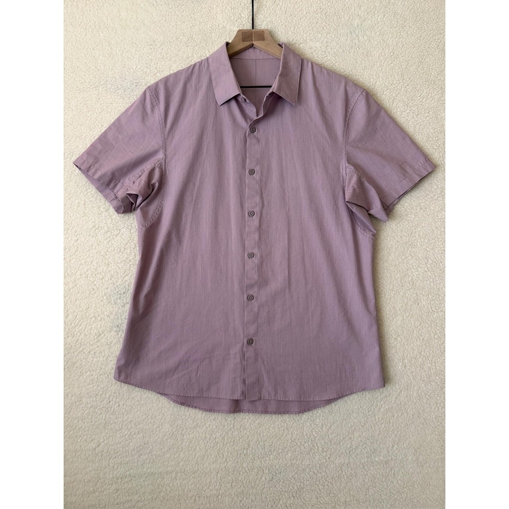 Lululemon Shirt Men's Medium Purple Woven Short Sleeve Button Up Casual Summer